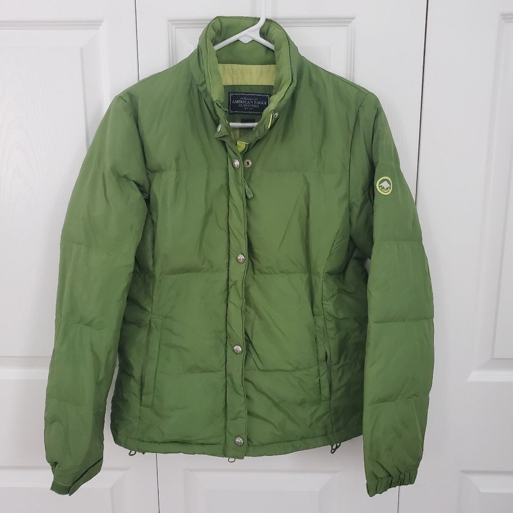 Y2K Vintage American Eagle Outfitters Puffer Coat Green Winter Coat Size Small